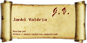 Jankó Valéria névjegykártya